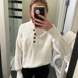 Lunya White Button-Up Sweatshirt